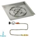 American Fireglass 24 In. Square Stainless Steel Drop-In Pan With Match Light Kit - Propane SS-SQPMKIT-P-24